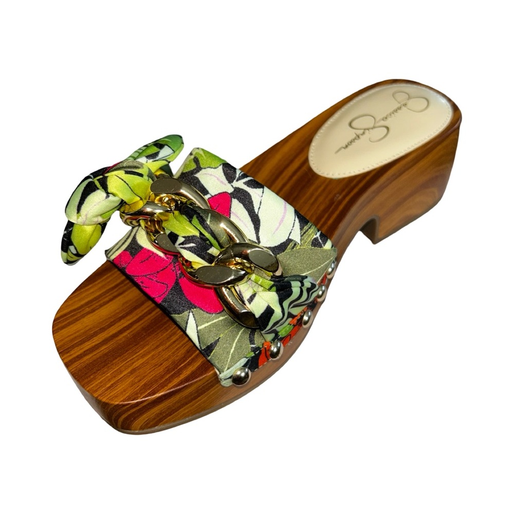 Jessica Simpson Resima Platform Slide Sandals Tropical Chain Clogs Size 6 NWT - Picture 6 of 10
